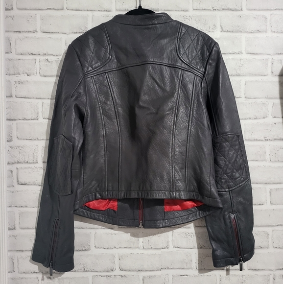 William Rast Genuine Leather Moto Jacket Grey size M - Picture 3 of 11